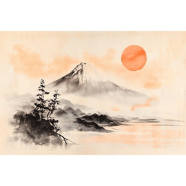 Peinture Mont Fuji à l'Encre, art mural décoration nature