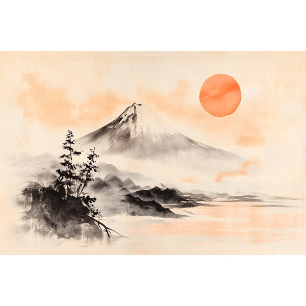 Peinture Mont Fuji à l'Encre, art mural décoration nature