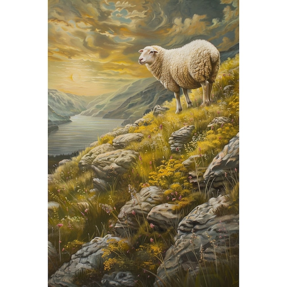 Peinture de Mouton, art mural décoration nature