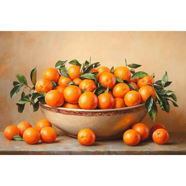 Peinture Nature Morte de Mandarines, art mural décoration nature