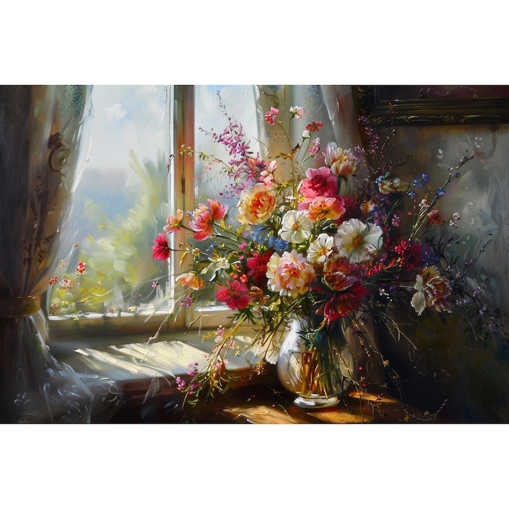 Peinture Nature Morte Bouquet de Fleurs, art mural décoration nature