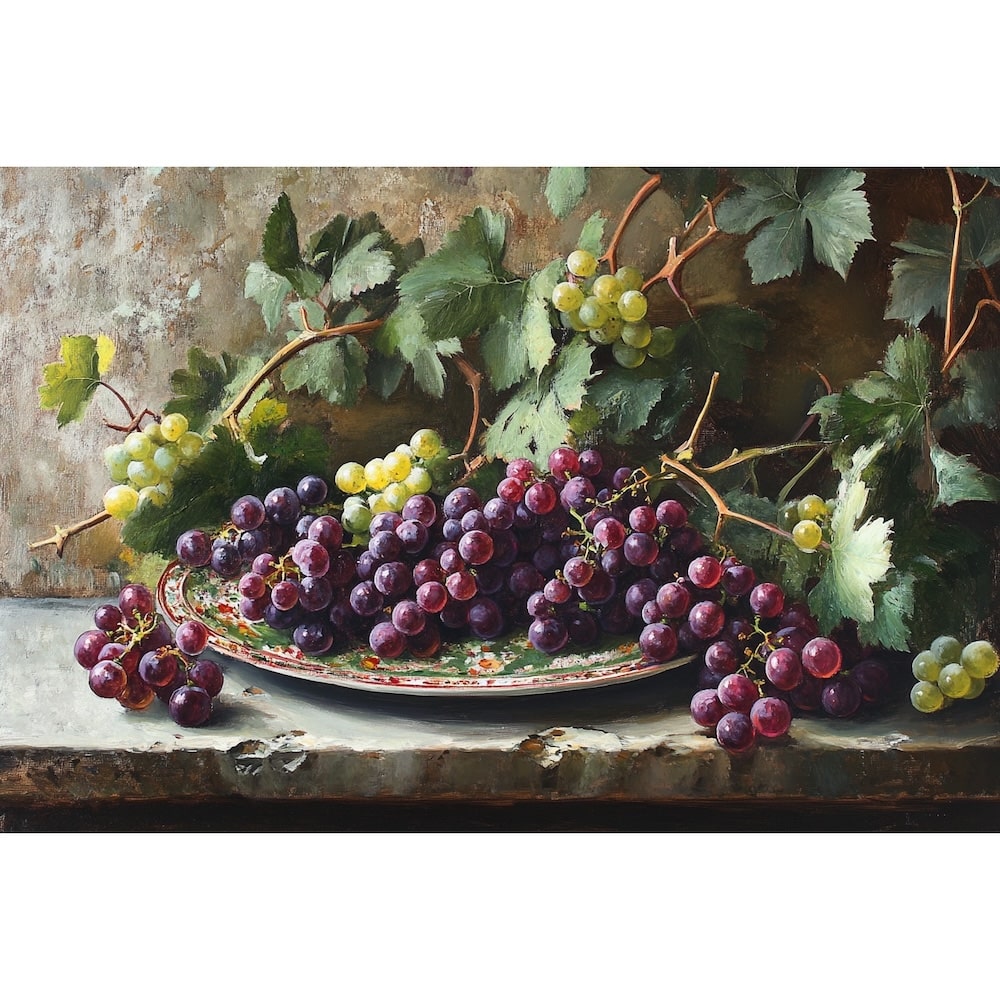 Peinture Raisins Nature Morte, art mural décoration nature