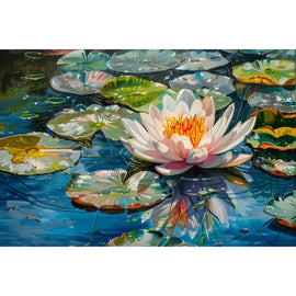 Peinture Acrylique Nénuphar, art mural décoration nature