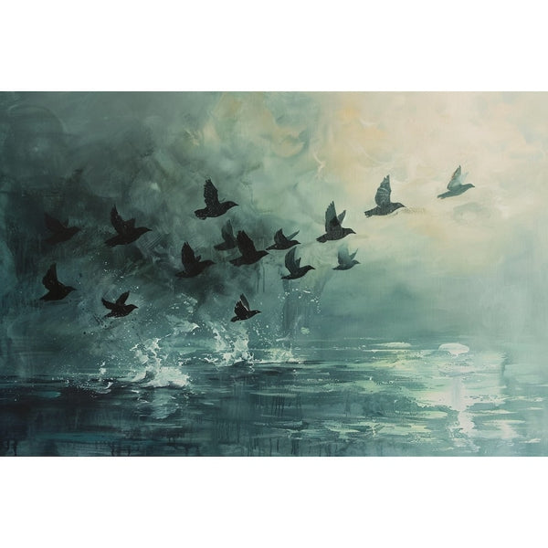 Peinture Acrylique Abstraite Oiseaux, art mural décoration nature, vue 2