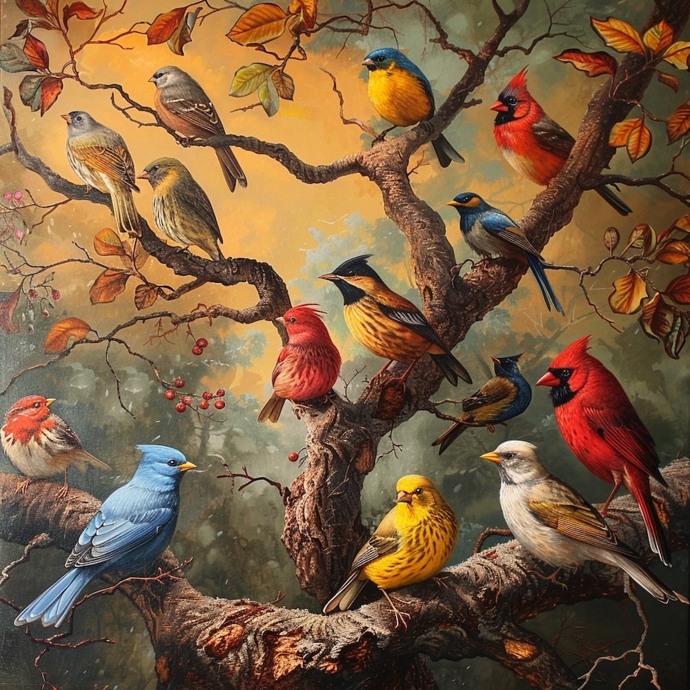 oiseaux en peinture