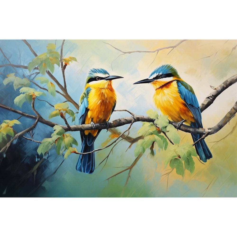 oiseaux sur une branche peinture