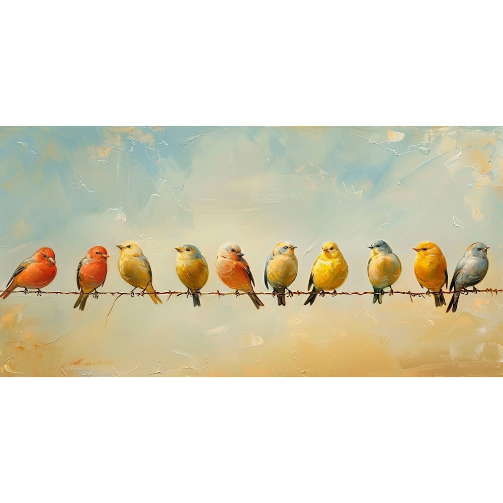 oiseaux sur un fil peinture