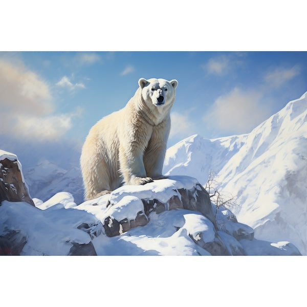 Peinture Ours Blanc, art mural décoration nature