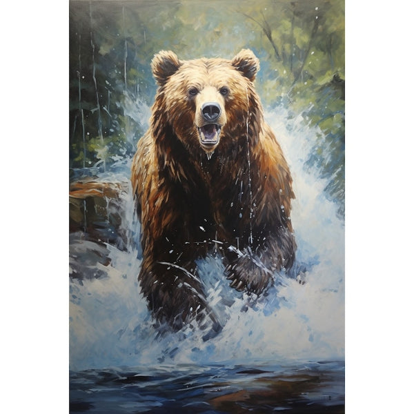 Peinture Ours Brun, art mural décoration nature