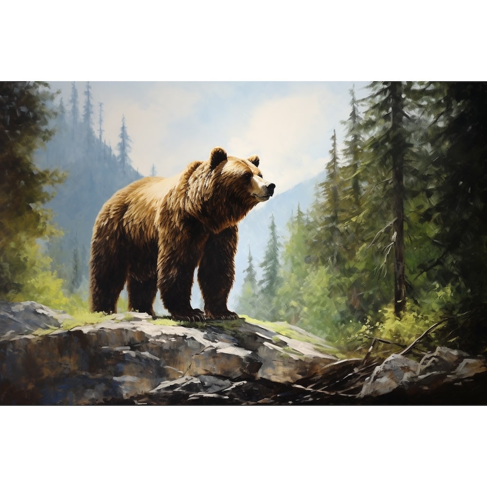 ours peinture sur bois