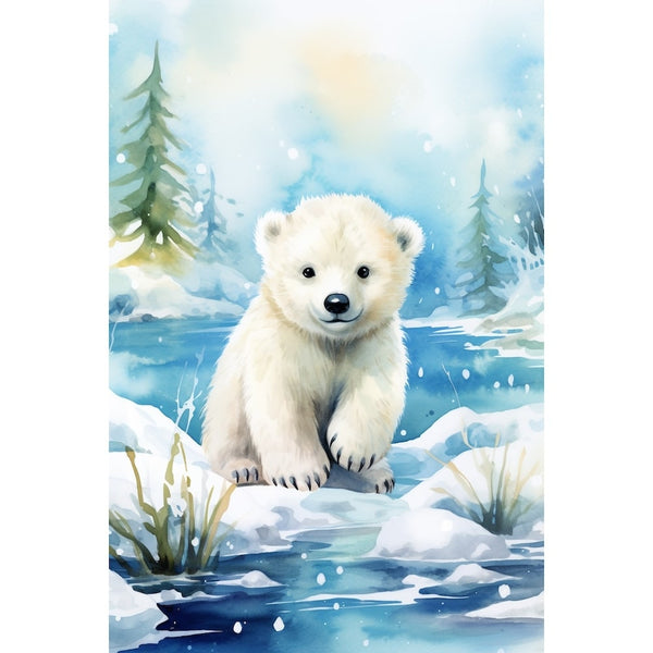 Peinture Ours Polaire Maternelle, art mural décoration nature