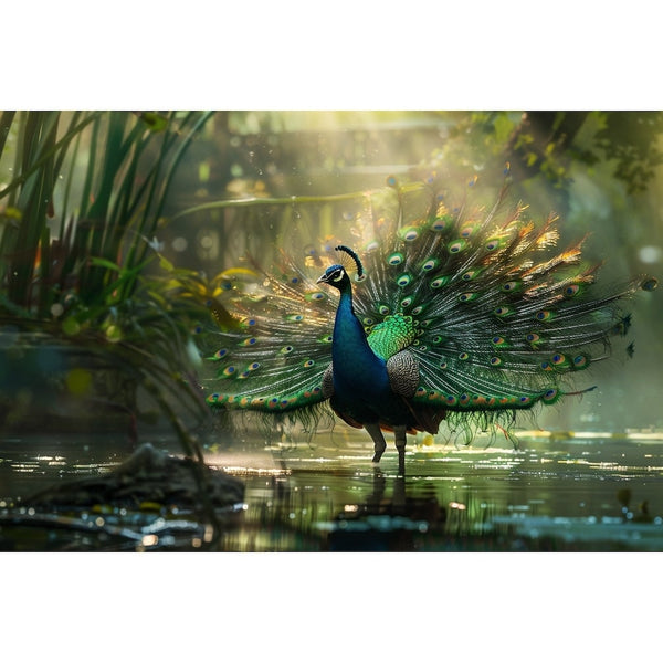 Tableau Paon, art mural décoration nature, vue 2