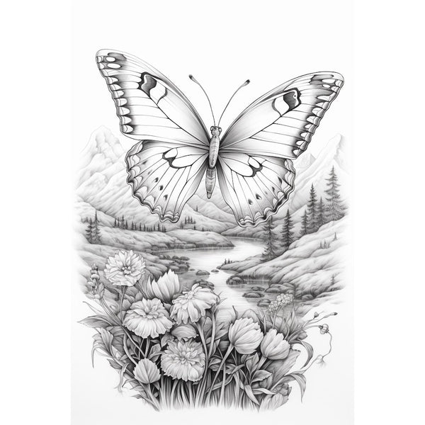 Papillon Dessin Peinture, art mural décoration nature