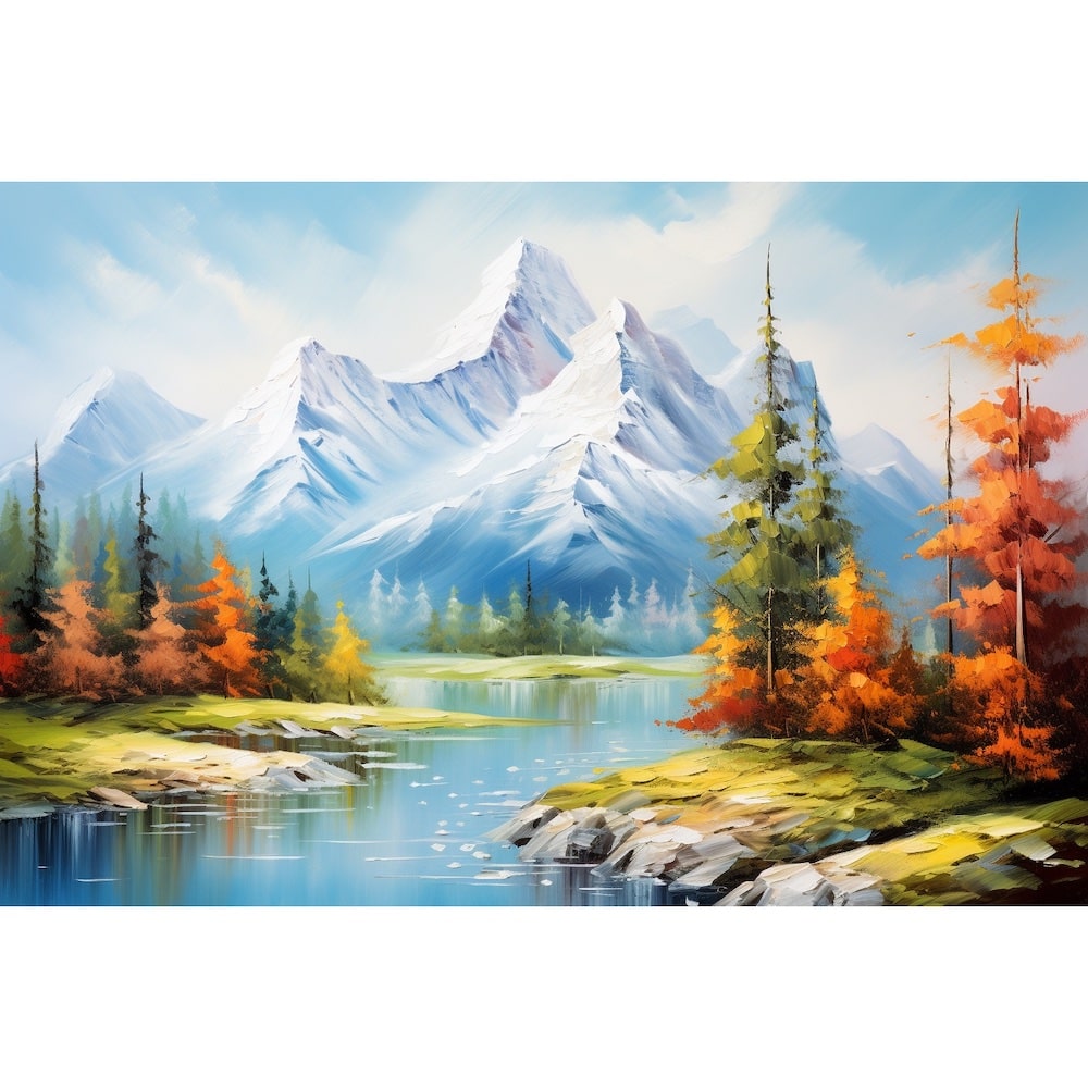 Peinture Acrylique Cimes d'Automne, art mural décoration nature