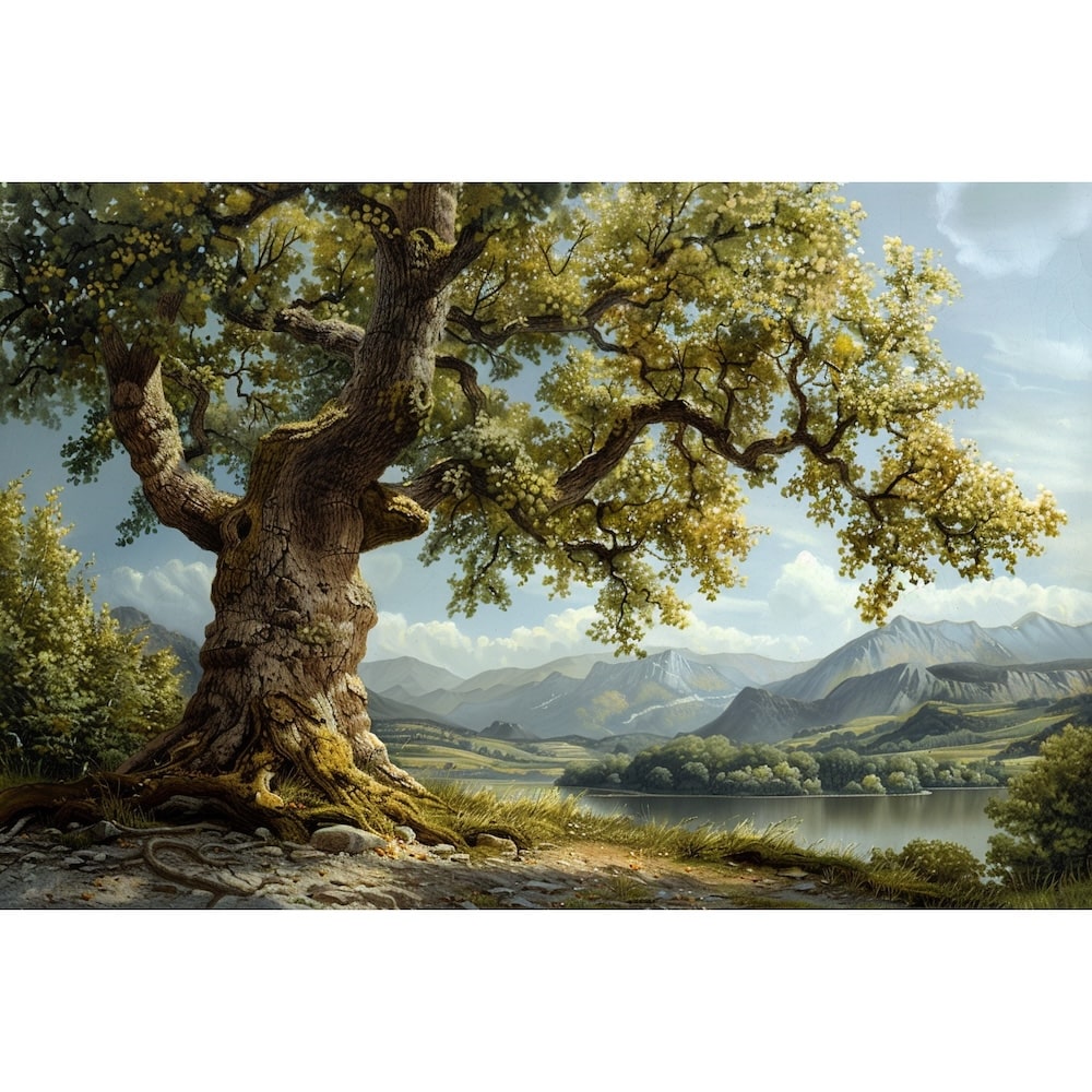 Peinture Paysage Arbre, art mural décoration nature