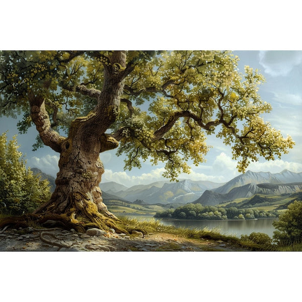 Peinture Paysage Arbre, art mural décoration nature