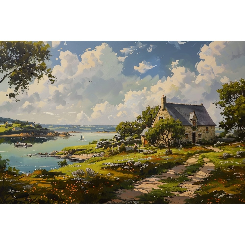 Peinture Paysage Bretagne, art mural décoration nature
