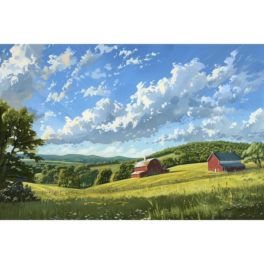 paysage champetre peinture