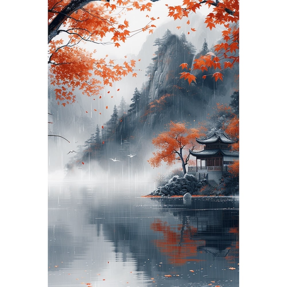 Peinture Paysage Chinois, art mural décoration nature