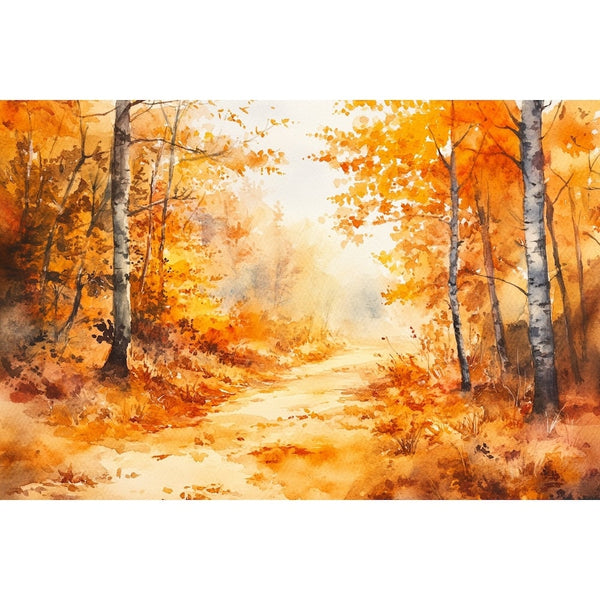 Peinture Aquarelle Paysage Automne, art mural décoration nature
