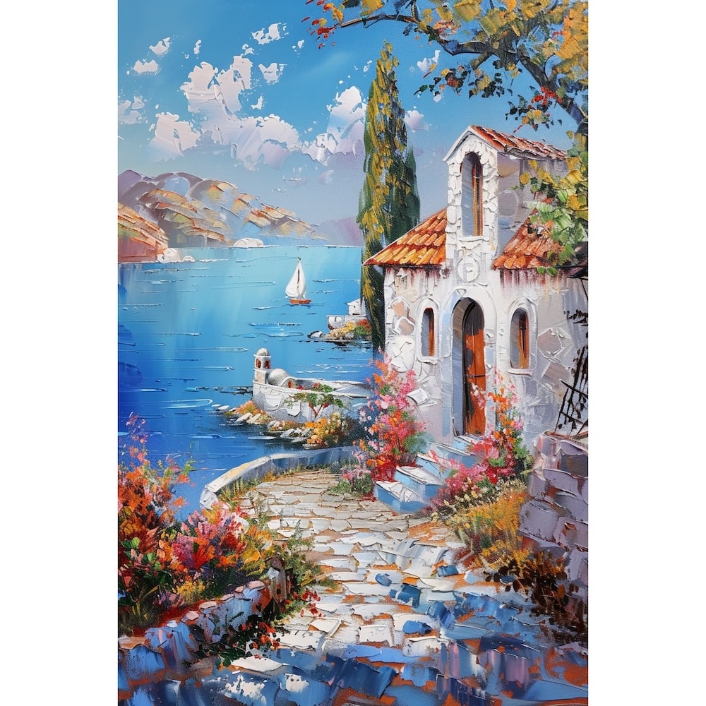 paysage de grece peinture