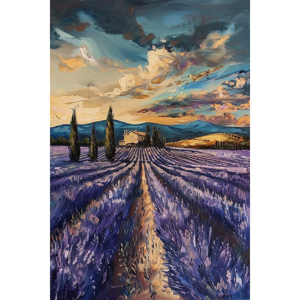 Peinture Lavande au Crépuscule, art mural décoration nature