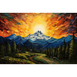 Peinture Acrylique Paysage de Montagne, art mural décoration nature