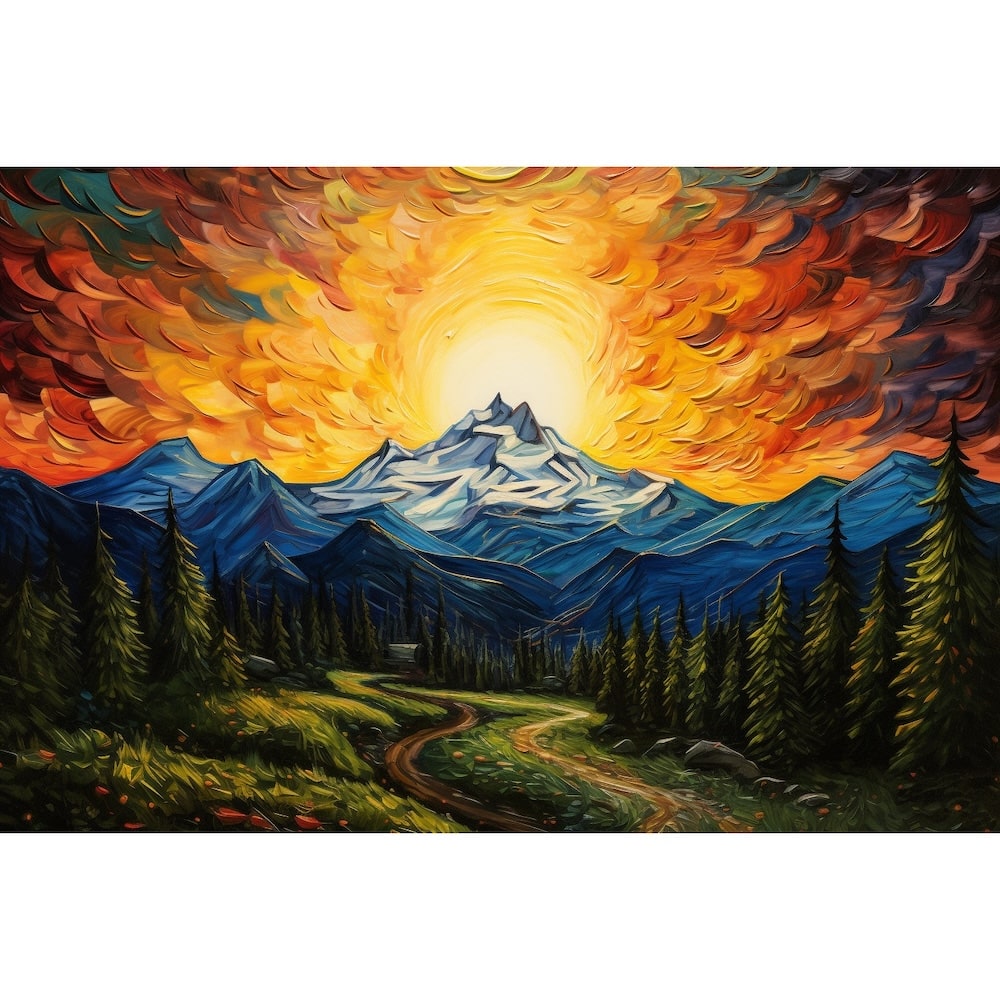 paysage de montagne en peinture acrylique