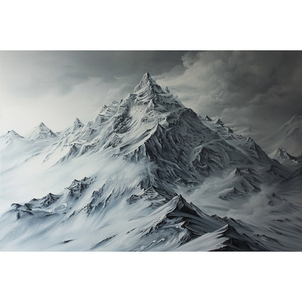 Peinture Sommet Enneigé dans la Brume, art mural décoration nature