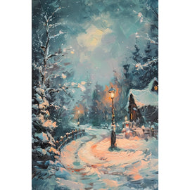 Peinture Paysage Noël sous la Neige, art mural décoration nature