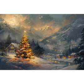 Peinture Paysage Noël, art mural décoration nature