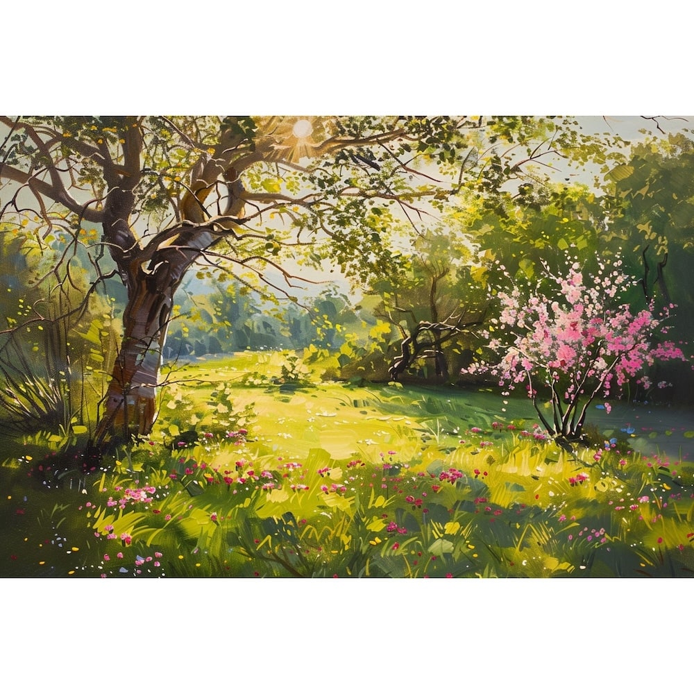 paysage de printemps en peinture acrylique