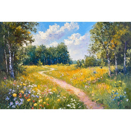 Peinture Prairie Fleurie en Été, art mural décoration nature