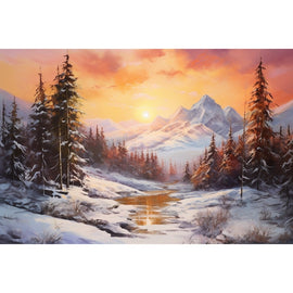Peinture Vallée Alpine au Crépuscule, art mural décoration nature