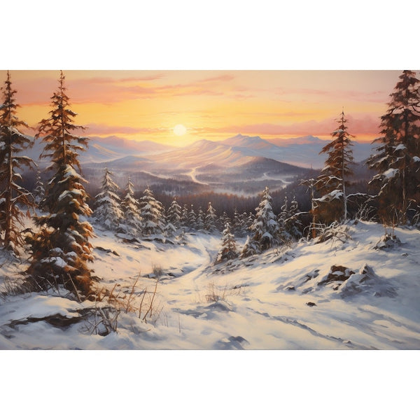 Peinture Acrylique Forêt Enneigée, art mural décoration nature