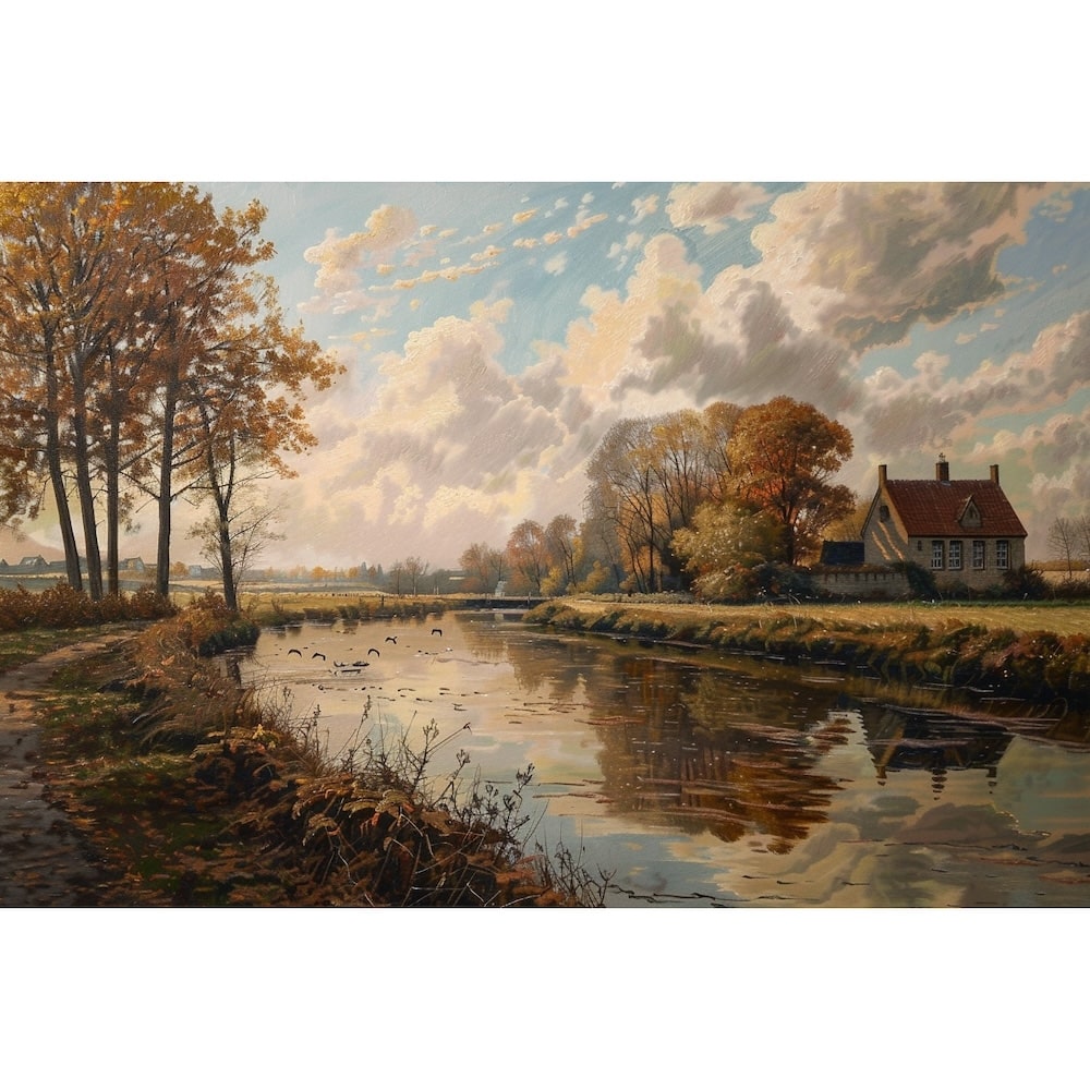 Peinture Paysage Flamand, art mural décoration nature