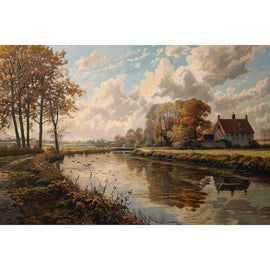 Peinture Paysage Flamand, art mural décoration nature