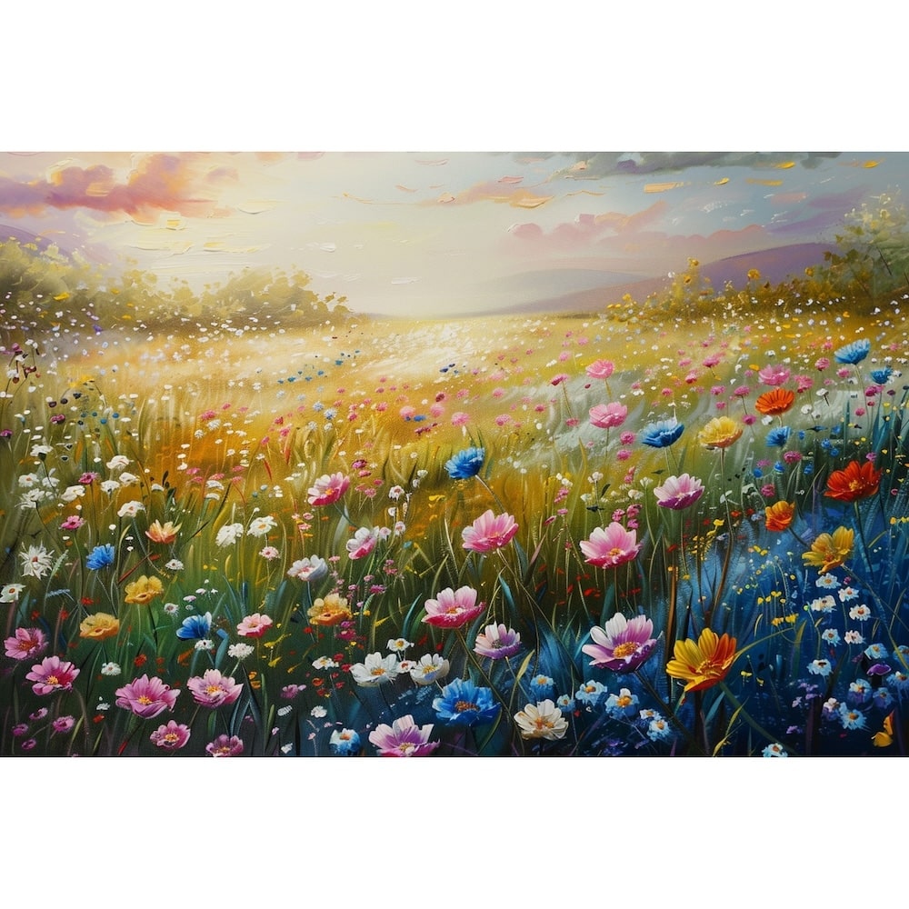 Peinture Paysage Fleuri, art mural décoration nature