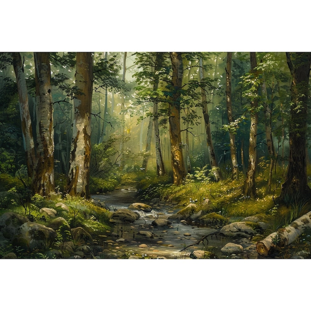 Peinture Paysage Forêt, art mural décoration nature