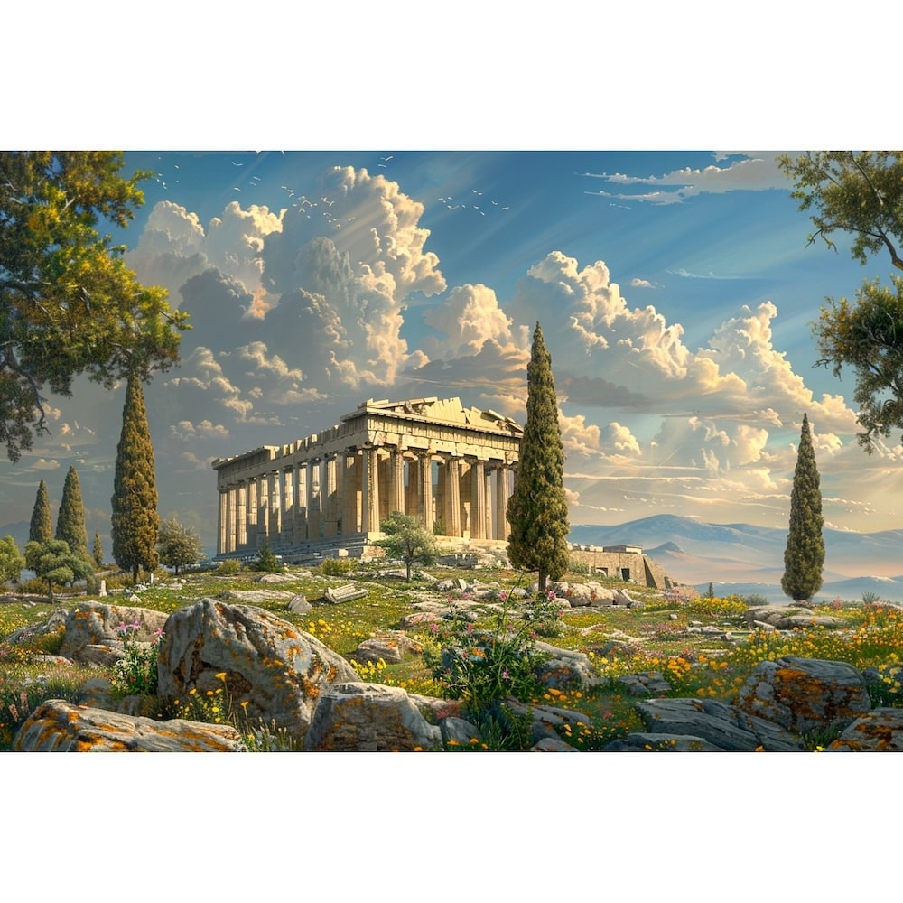 Peinture Paysage Grec, art mural décoration nature