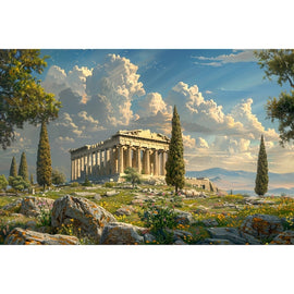 Peinture Paysage Grec, art mural décoration nature