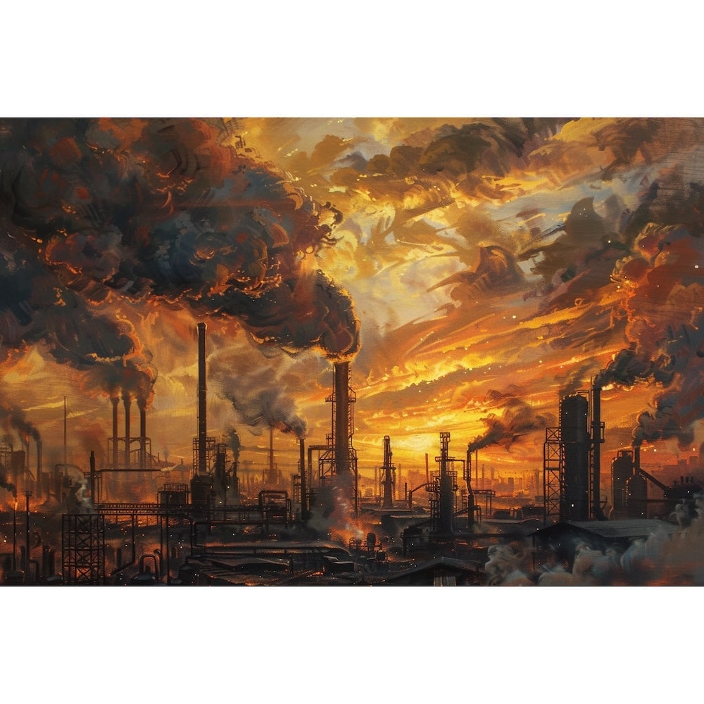 Peinture Paysage Industriel, art mural décoration nature