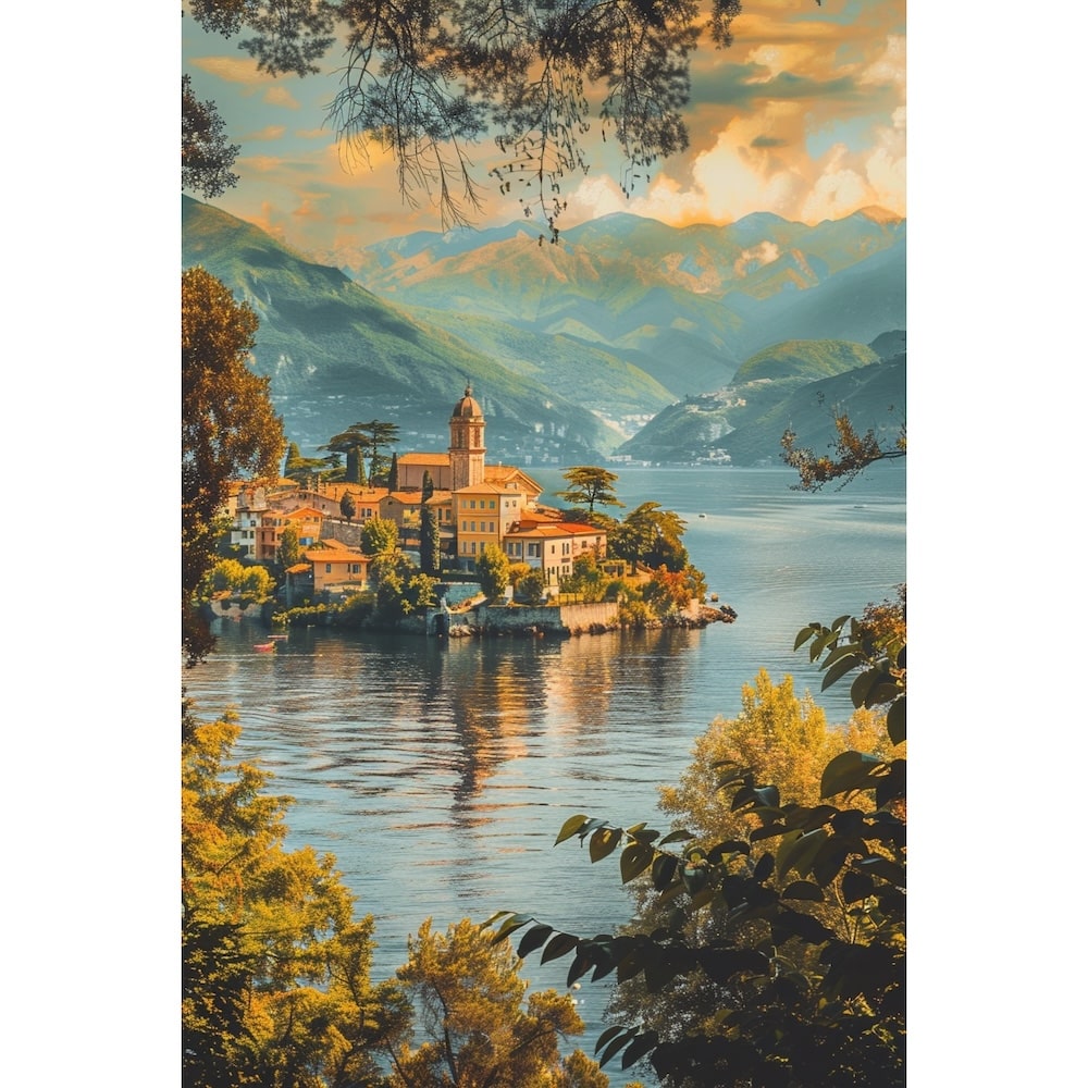 Peinture Paysage Italien, art mural décoration nature