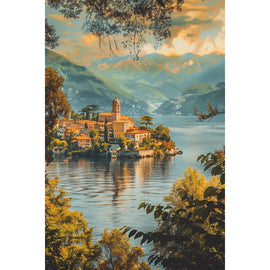 Peinture Paysage Italien, art mural décoration nature