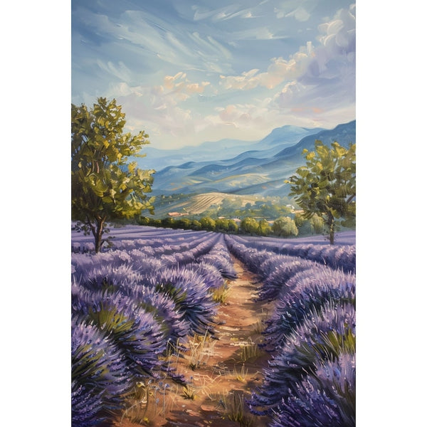 Peinture Paysage Lavande, art mural décoration nature