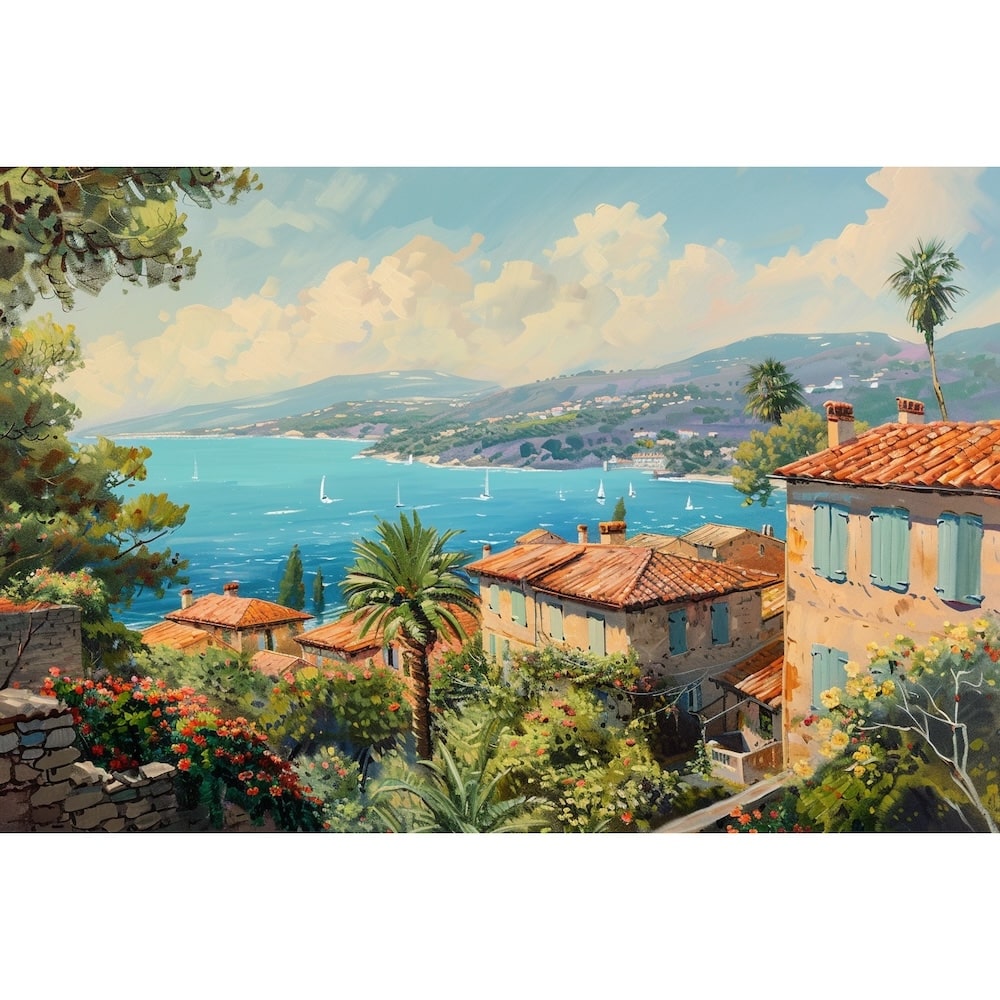 Peinture Paysage Méditerranéen, art mural décoration nature