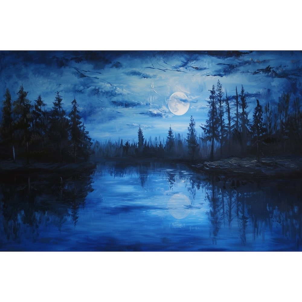 Peinture Paysage Nocturne, art mural décoration nature
