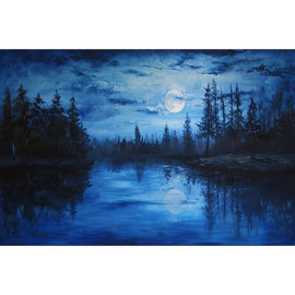 Peinture Paysage Nocturne, art mural décoration nature