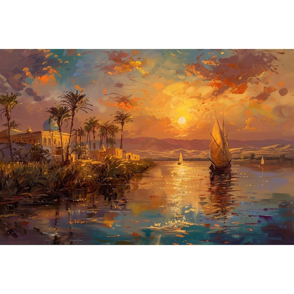 Peinture Orientaliste Paysage, art mural décoration nature