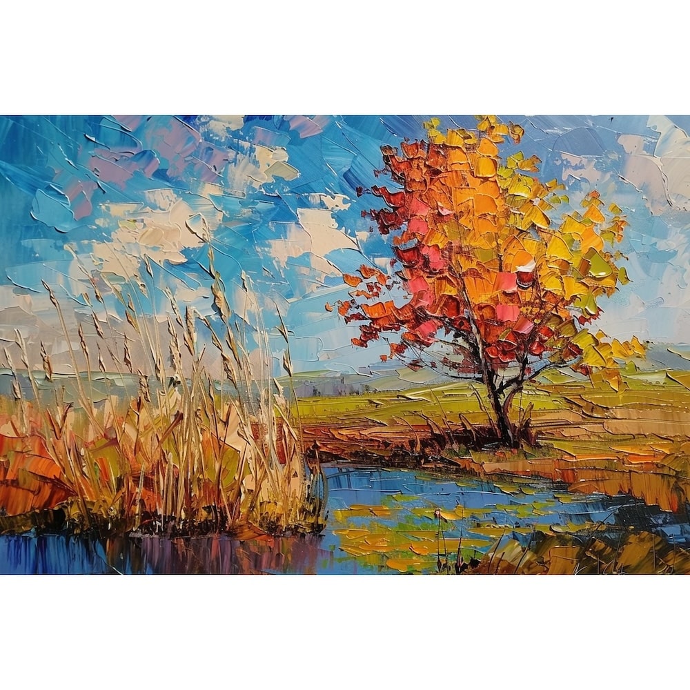 Peinture Au Couteau Paysage, art mural décoration nature